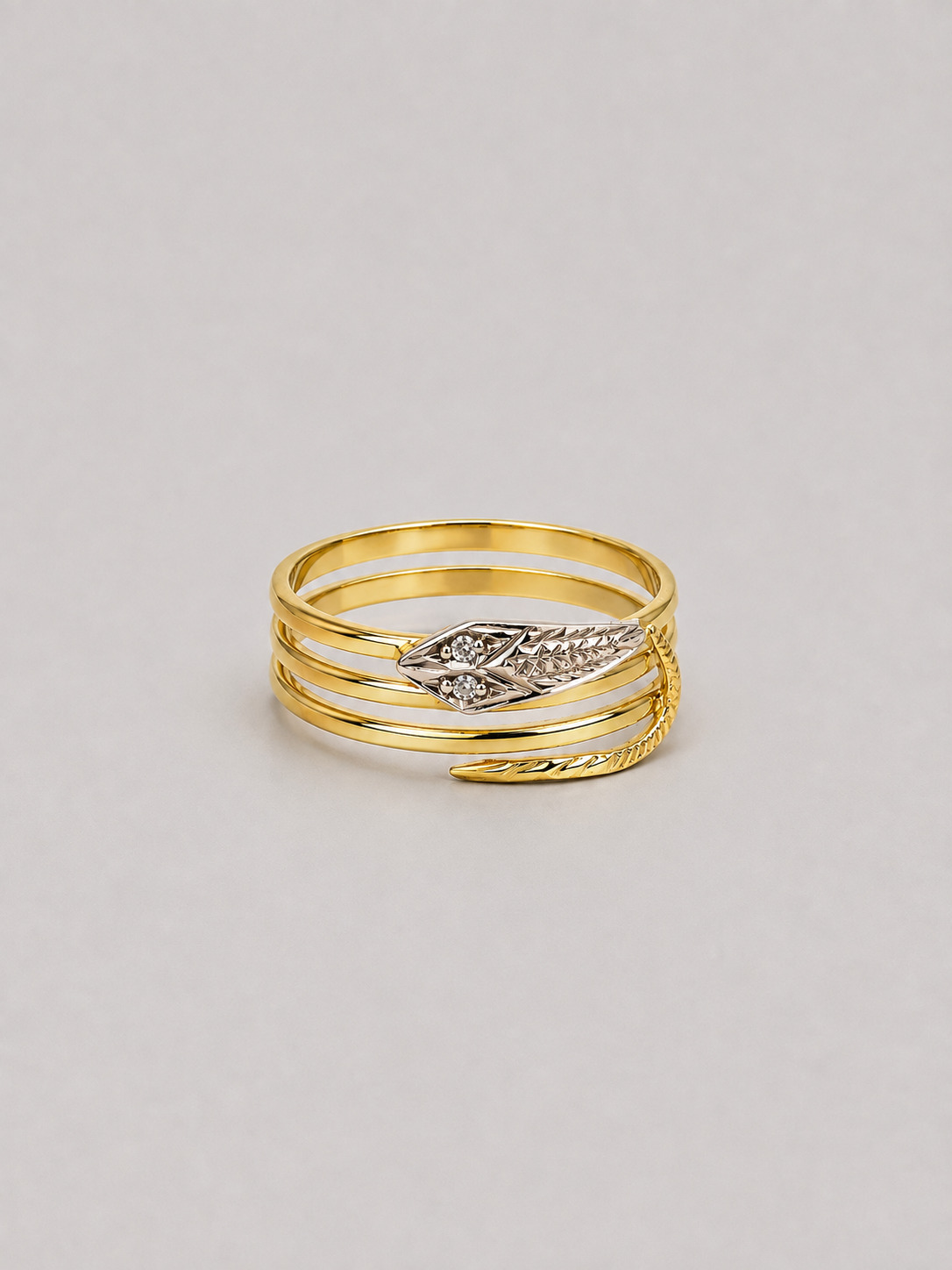 Anel Ouro 18k Cobra em Ouro Branco