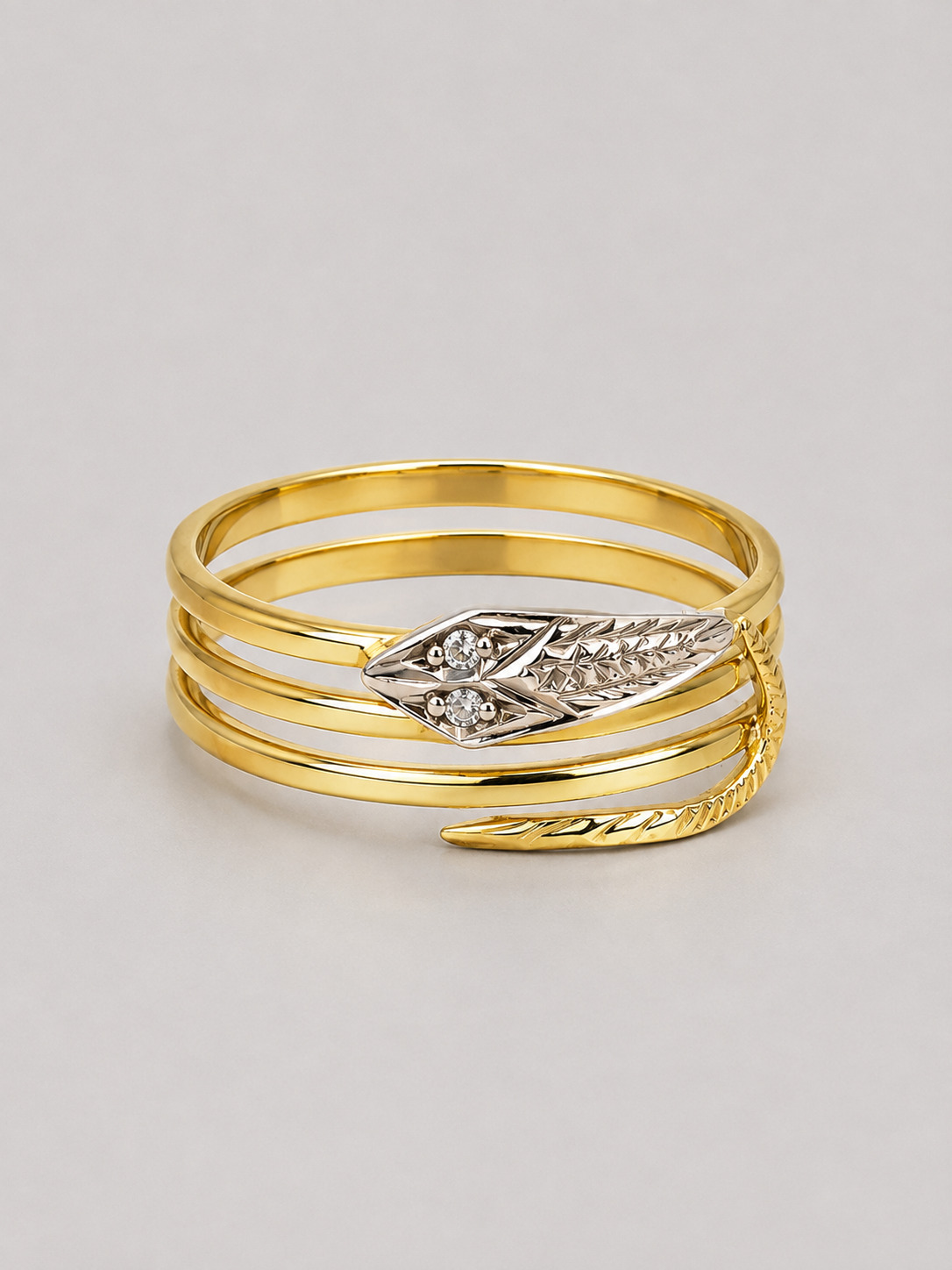 Anel Ouro 18k Cobra em Ouro Branco