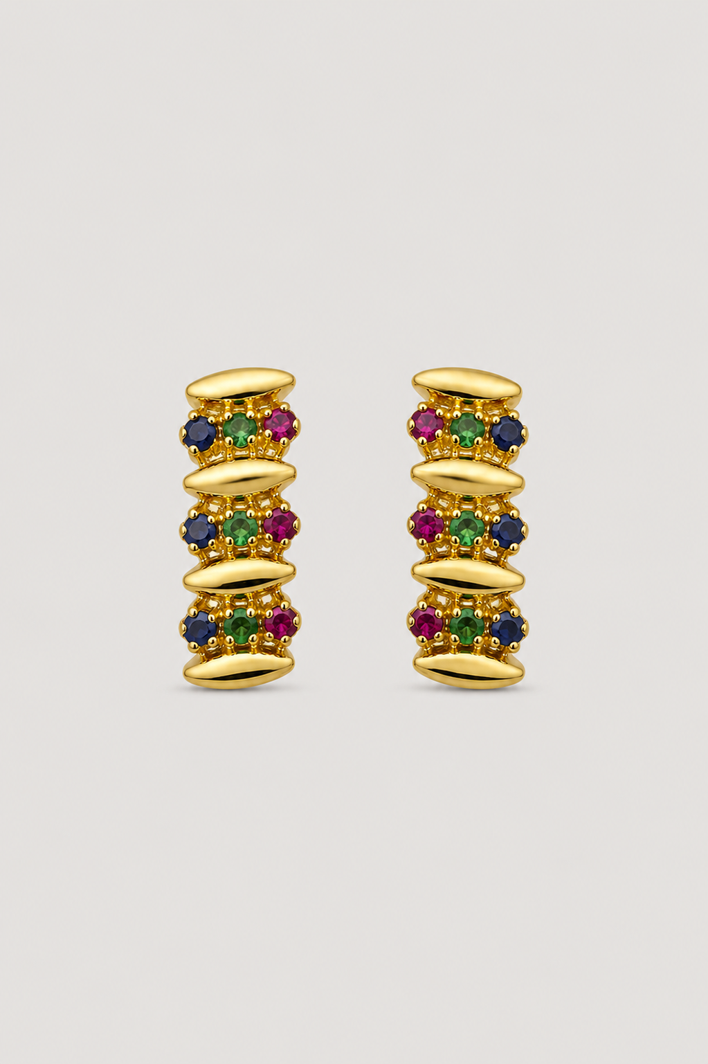 Brinco Dourado com Gemas Coloridas